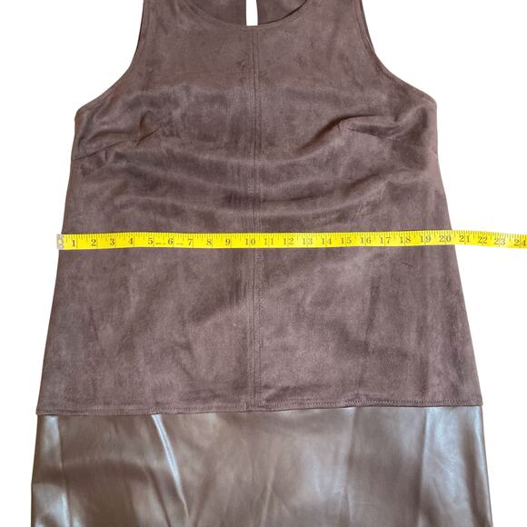 NWT Calvin Klein Faux Suede and Faux Leather Crewneck Shift Dress Size 10 - Picture 11 of 13